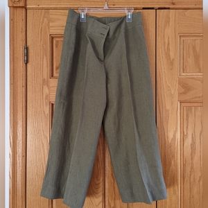 Khaki linen Capri pants